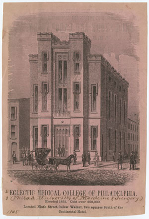Advertisement for Eclectic Medical College of Pennsylvania. [Philadelphia, 1865?]